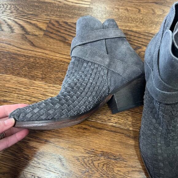 Free People Venture Suede Woven Ankle Booties Gray Womens Size EU36/US6 Boho - Picture 4 of 14